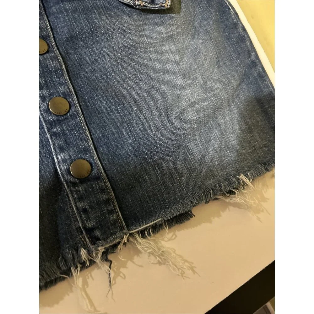 Abercrombie & Fitch Denim Snap Natural Rise A-line Frayed Mini Skirt size 4 27 - Picture 6 of 9